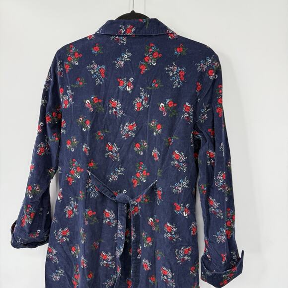 Vermont County Store Farmhouse Maxi Dress Medium Pockets Blue Corduroy Floral - Picture 10 of 14